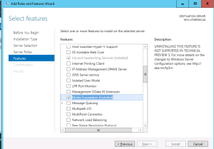 Figure 2. Cannot remove UI features via Server Manager