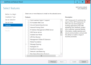 Figure 3. UI after using PowerShell to remove features