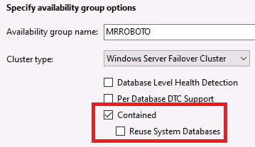 Contained option in SSMS